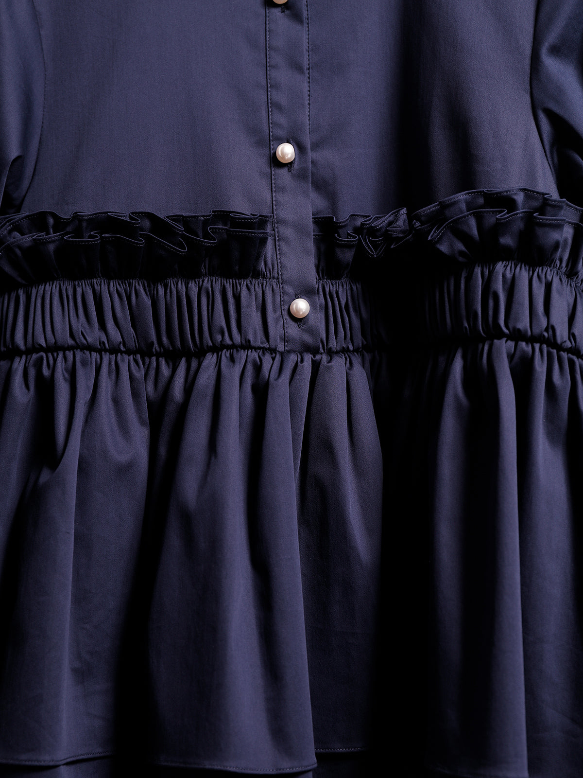 Peplum Frill Blouse Navy