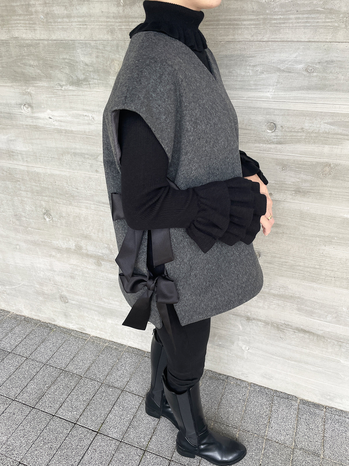 Rinkbbon gilet Charcoal gray