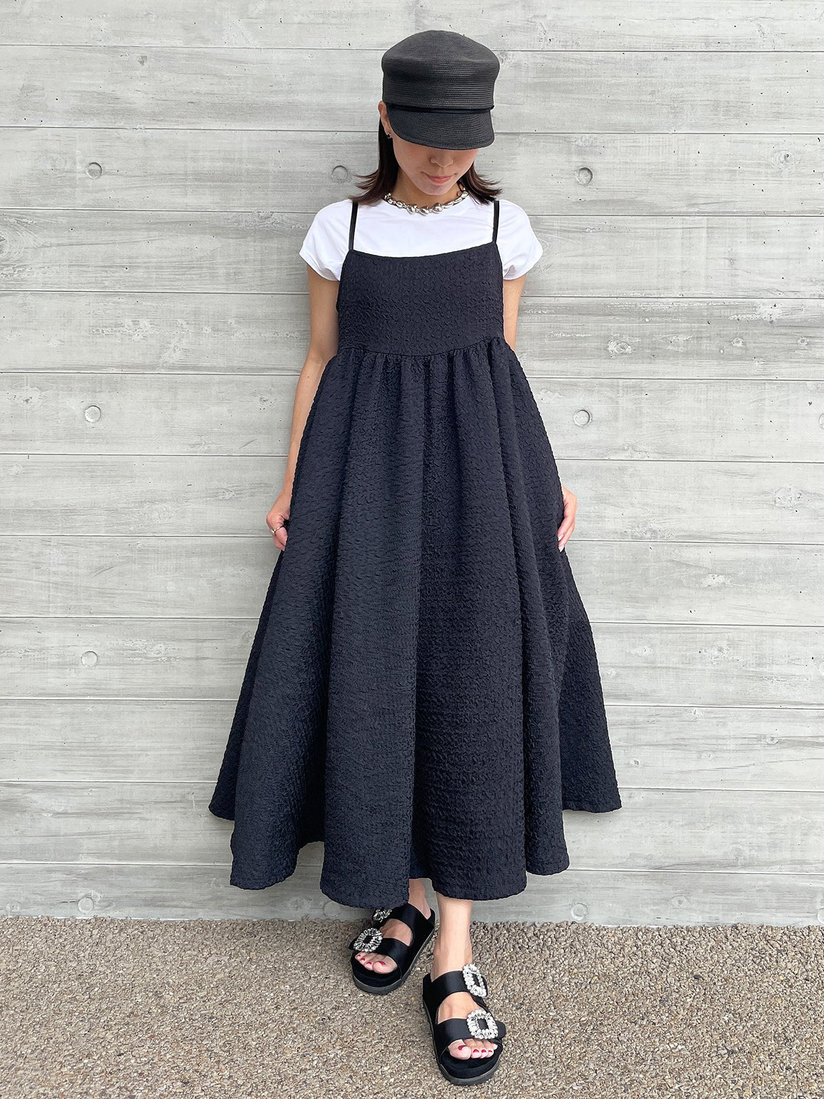 Jacquard Camisole One piece Black / ジャガード キャミソール Jacquard Camisole One piece Black / ジャガード キャミソール