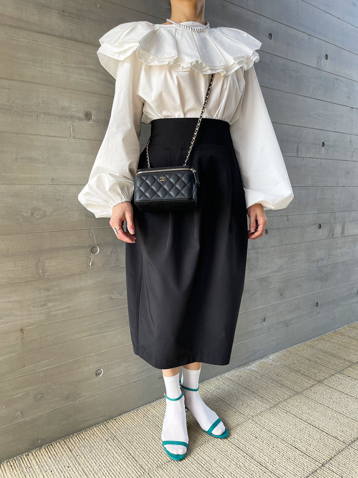 FREY EASY COCOON SKIRT コクーンスカート ブラックSサイズ-