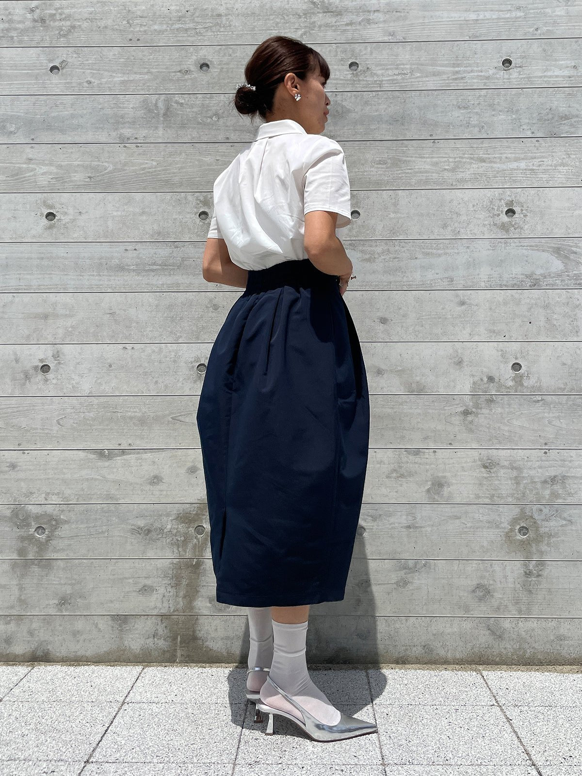 WINSOME COCOON Skirt Navy / ウィンサムコクーンスカート ネイビー 