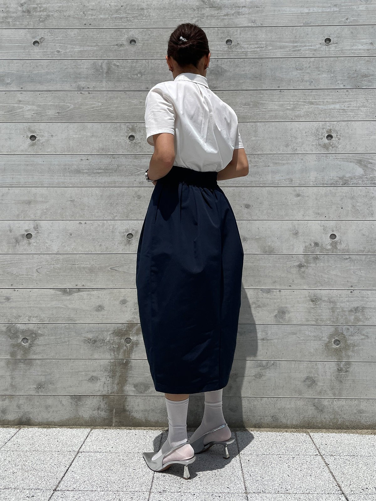WINSOME COCOON Skirt Navy / ウィンサムコクーンスカート ネイビー