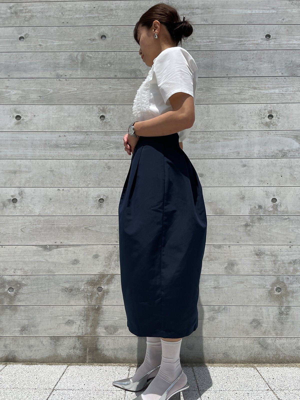 WINSOME COCOON Skirt Navy / ウィンサムコクーンスカート ネイビー 