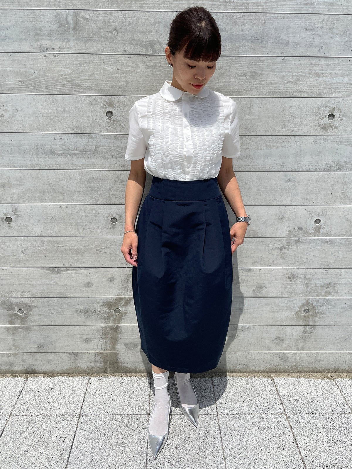 WINSOME COCOON Skirt Navy / ウィンサムコクーンスカート ネイビー 
