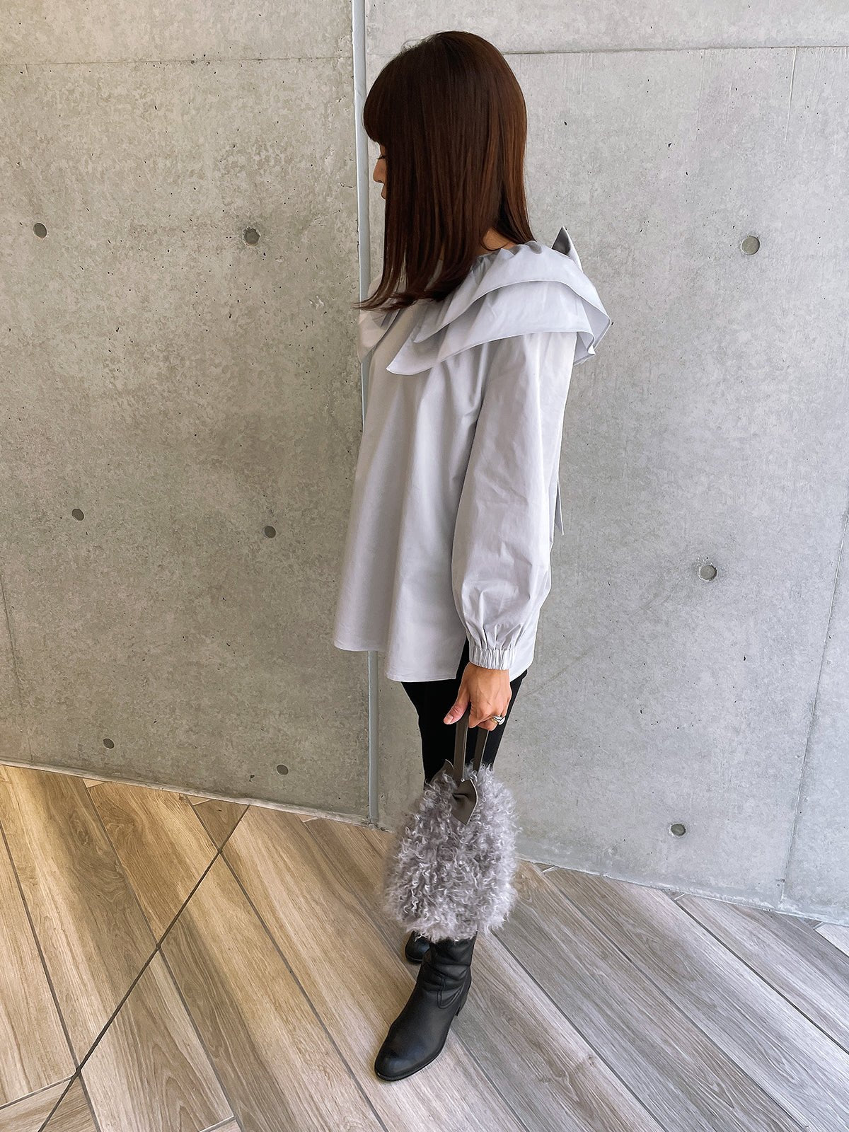 Ribbon Blouse Gray