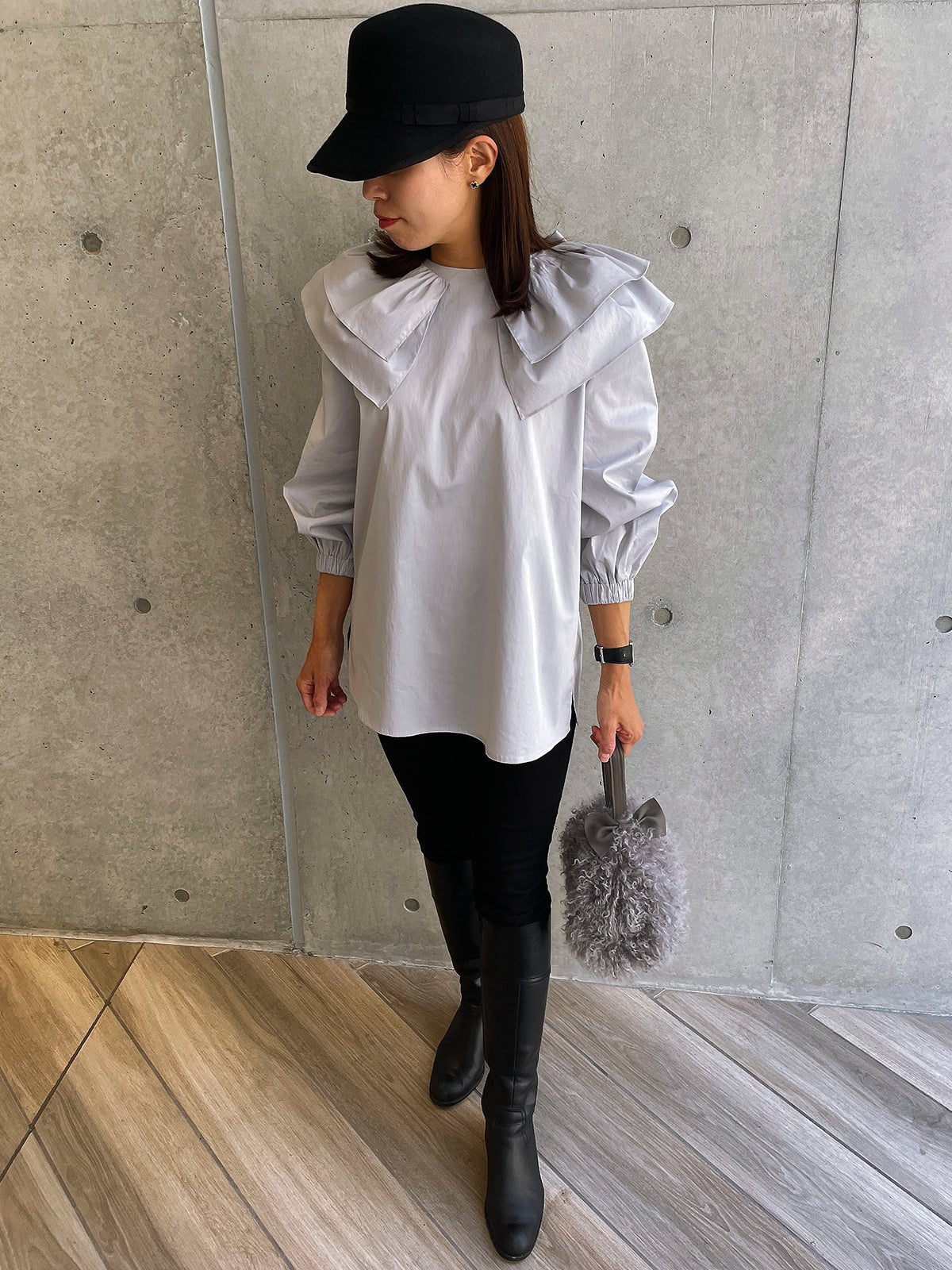 Ribbon Blouse Gray