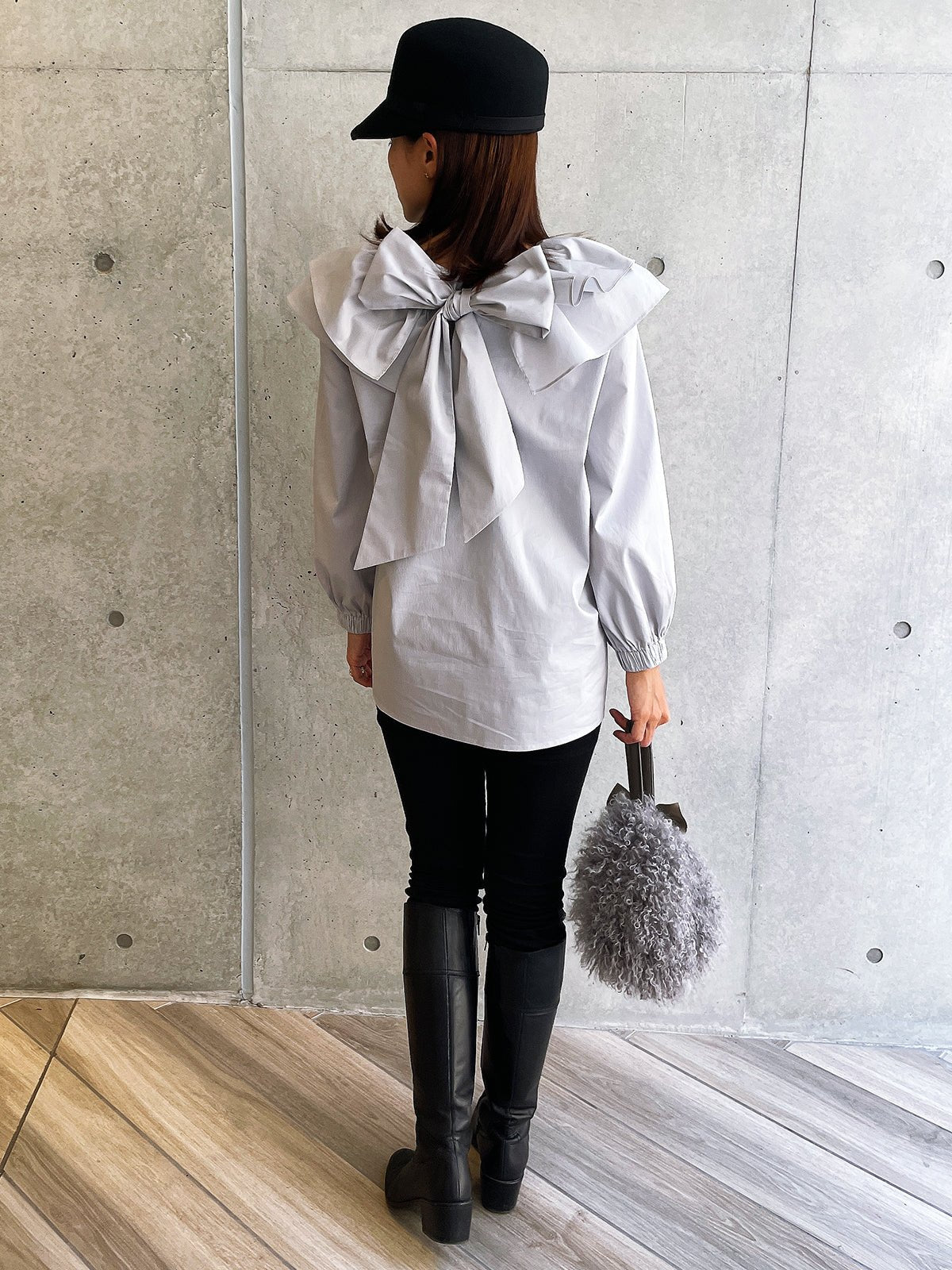 Ribbon Blouse Gray