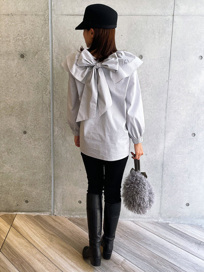 Ribbon Blouse Gray