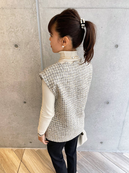 youa ユーア #youa #youabynt Scallop Tweed Gilet Gray スカラップツイードジレ グレー