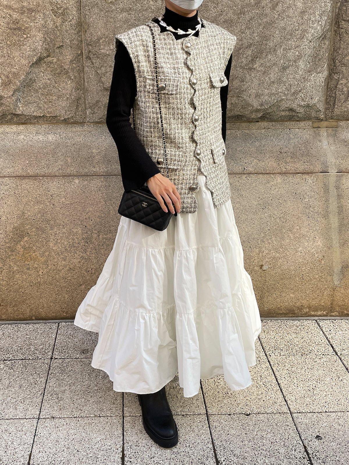 ツイードジレドレス / Tweed Gilet Dress-