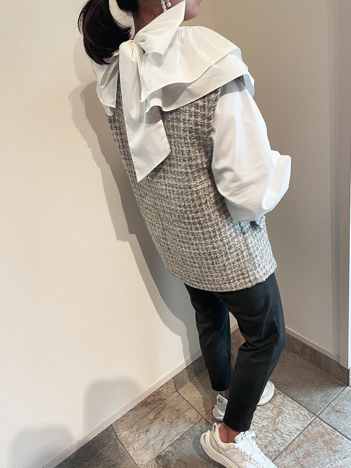 youa ユーア #youa #youabynt Scallop Tweed Gilet Gray スカラップツイードジレ グレー