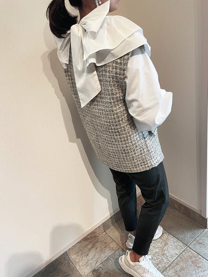 youa ユーア #youa #youabynt Scallop Tweed Gilet Gray スカラップツイードジレ グレー