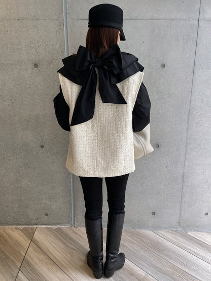 Scallop Tweed Gilet White