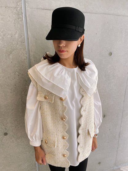 Scallop Tweed Gilet White / スカラップツイードジレ ホワイト