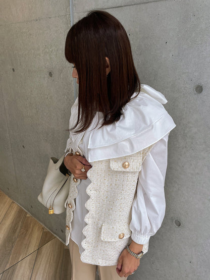 Scallop Tweed Gilet White / スカラップツイードジレ ホワイト