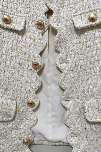 Scallop Tweed Gilet White