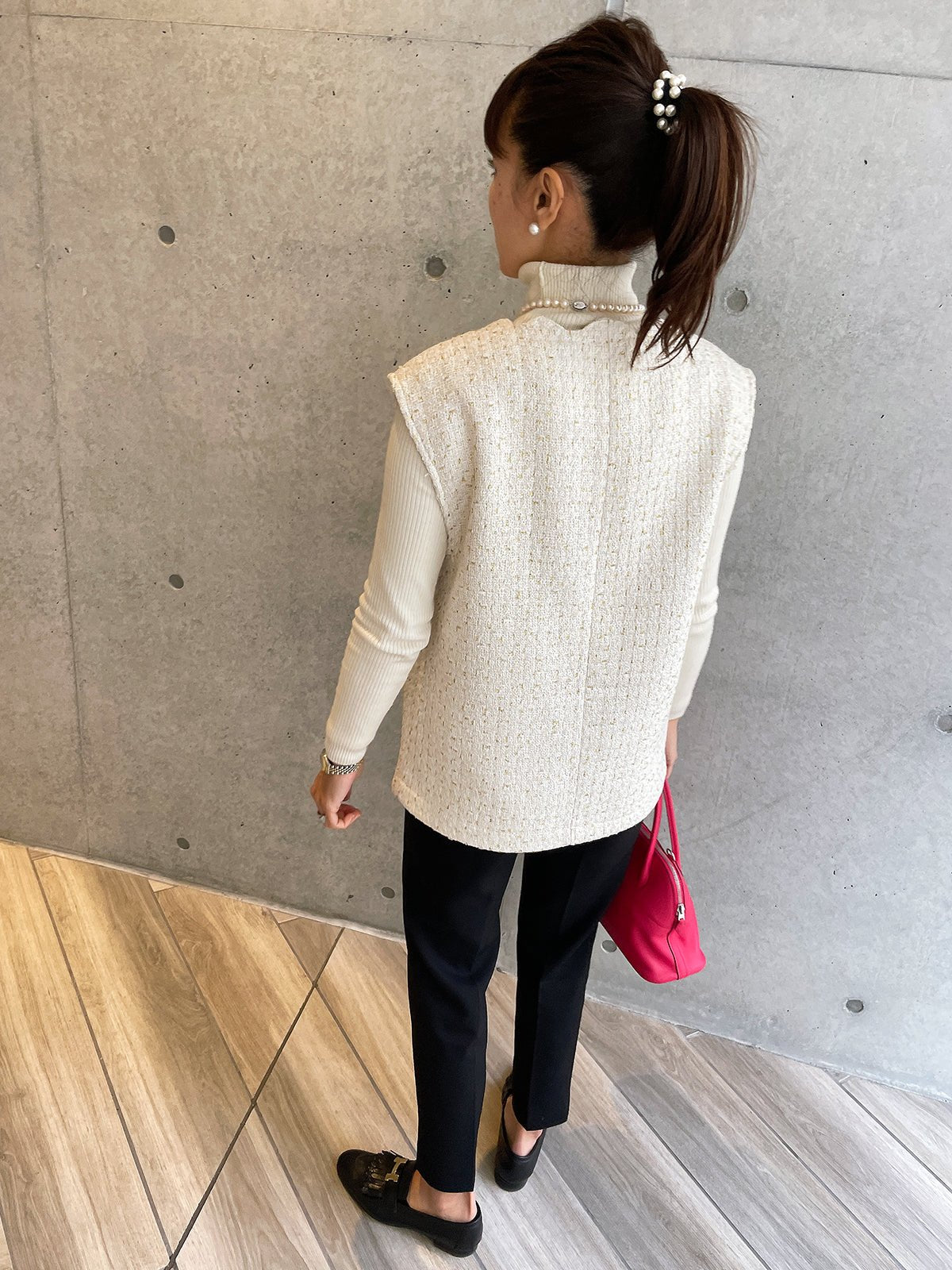 Scallop Tweed Gilet White / スカラップツイードジレ ホワイト – youa