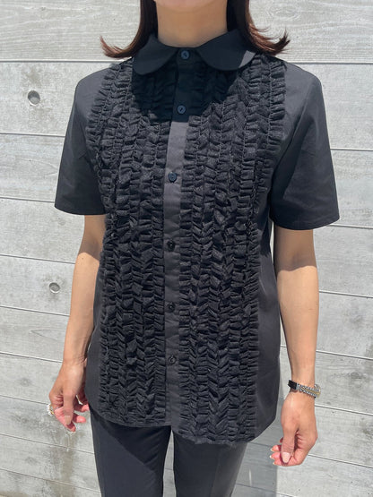 TULLE FRILL Blouse Black / チュールフリルブラウス ブラック