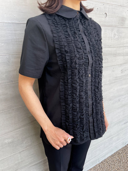 TULLE FRILL Blouse Black / チュールフリルブラウス ブラック